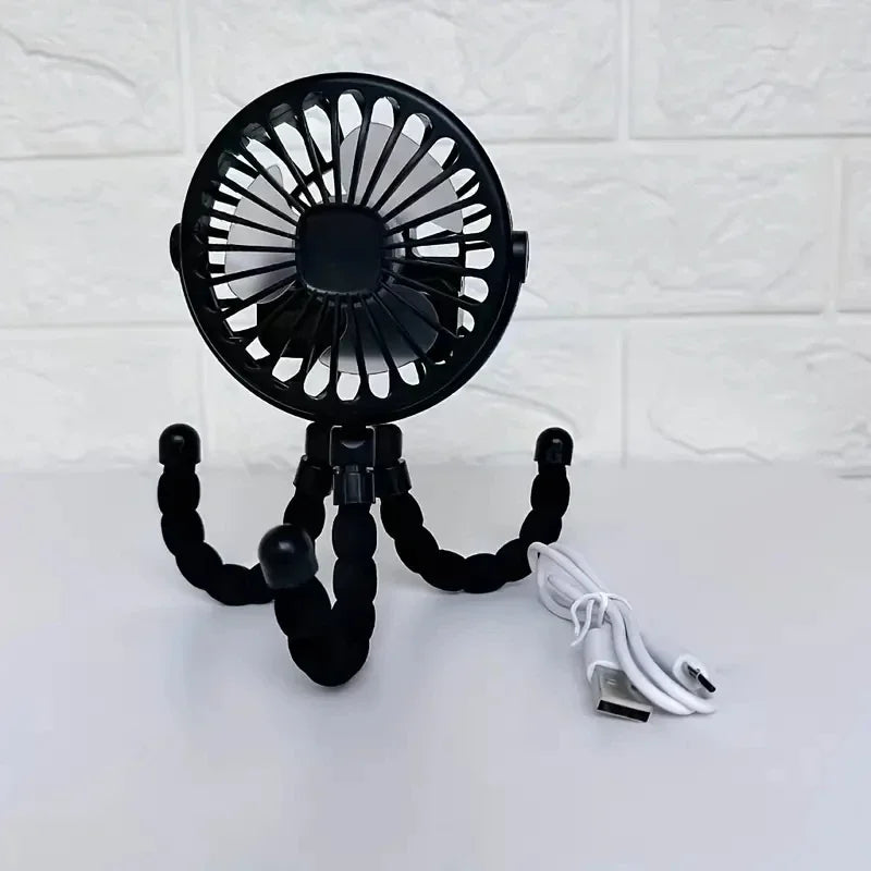 Baby Stroller Fan — Handheld Rechargeable USB Bladeless Mini Folding Fan, Silent Portable Neck & Table Cooler