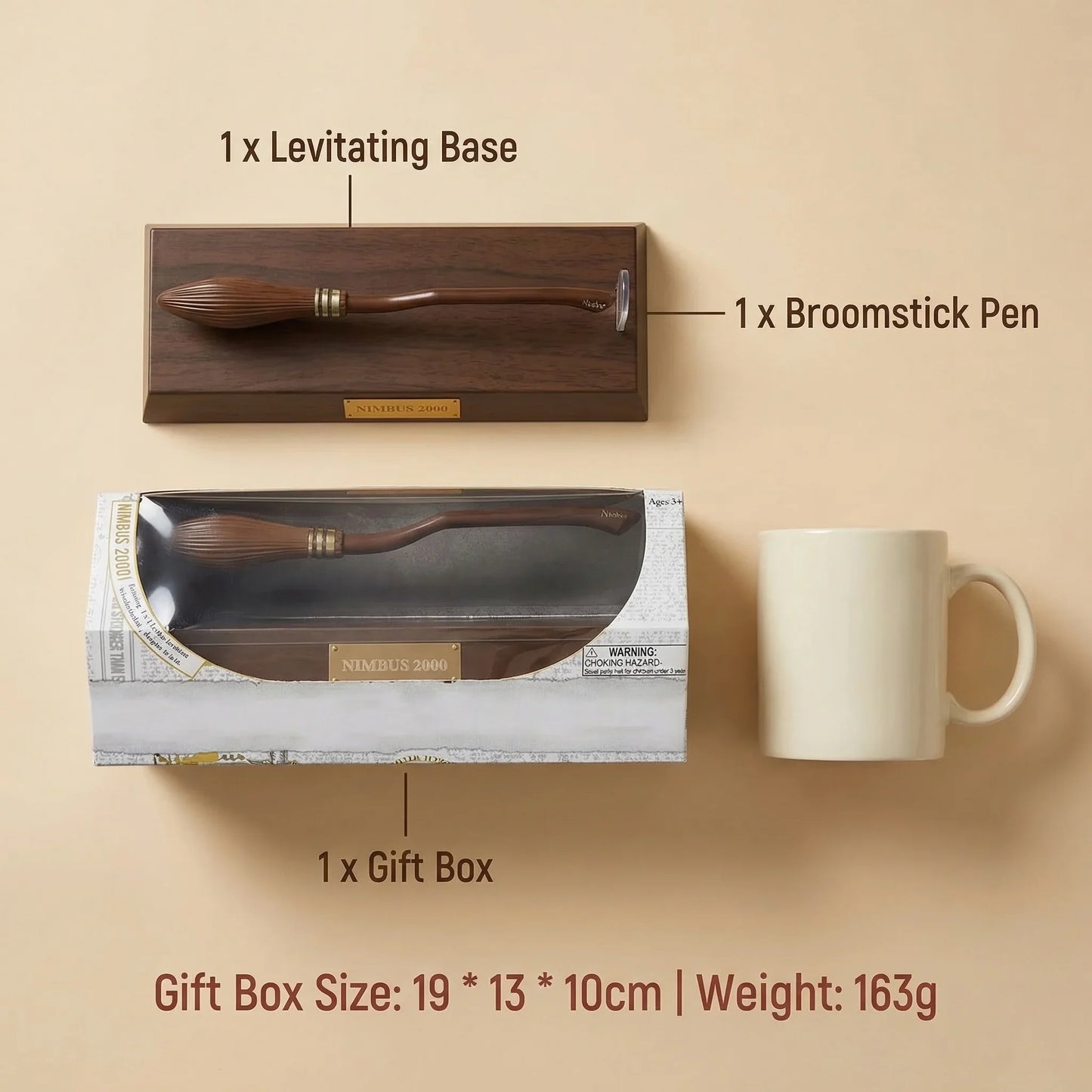 Nimbus 2000 Floating Broom Pen - Magnetic Levitating Ballpoint Pen, Desk Toy & Gift