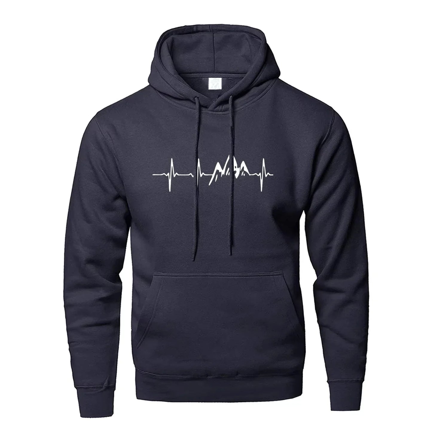 Mountain Heartbeat Hoodie – Teen Sweatshirt, Autumn Long Sleeve Hooded Sportswear in Black & Gray