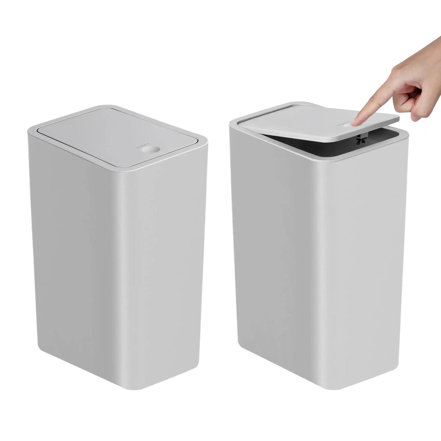 10L Bathroom Trash Can with Press Top Lid β Small Plastic Garbage Bin for Toilet, Bedroom & Living Room