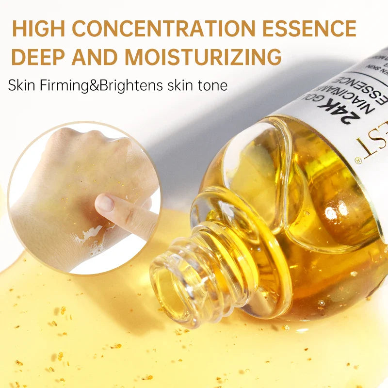 Niacinamide 24K Gold Face Serum — Hyaluronic Acid Whitening Dark Spot Corrector Skincare Essence