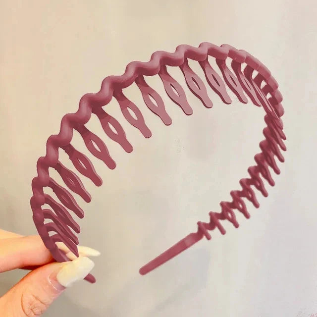 Elegant Solid Color Wave Hairbands for Women – Toothed Non-slip Hair Combs, Face Wash & Sports Headbands, Hair Accessories for Girls