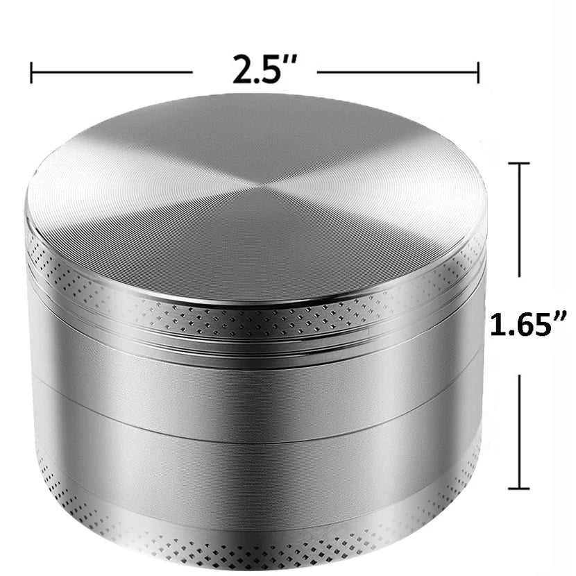 2.5" (63mm) 4-Layer Metal Herb Grinder — Zinc Alloy Tobacco & Spice Crusher for Smoking Accessories