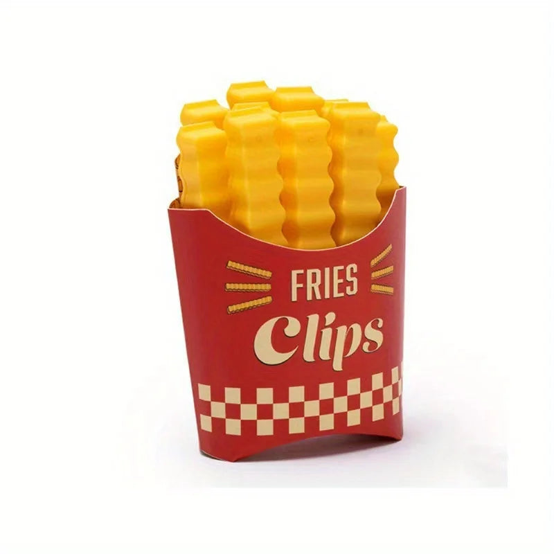12PCS French Fry Shape Food Sealing Clips – Plastic Bag Snack & Seasoning Bag Clips for Airtight Storage & Kitchen Use
