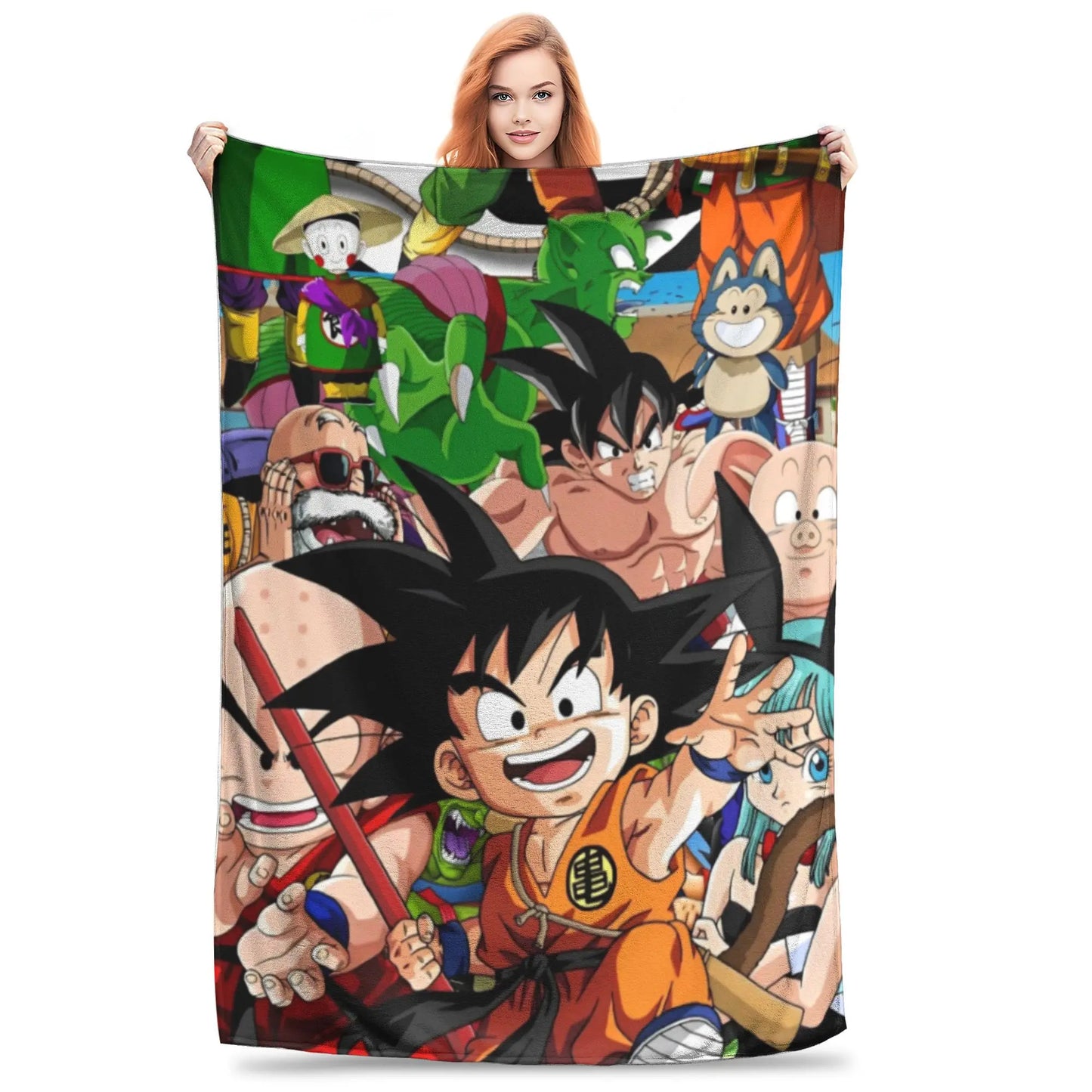 Dragon Ball Z Anime Blanket – Goku Flannel Throw for Bed & Sofa, Warm Cozy DBZ Blanket for Spring & Autumn