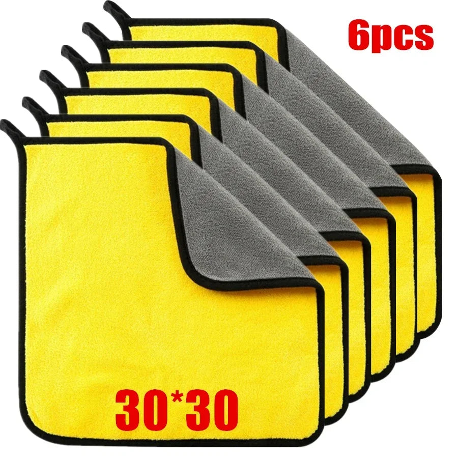 Microfiber Cleaning Towels – Thickened Soft Dual-Layer Car Wash & Drying Cloths (1/2/6/10pcs) Car Detailing Cleaning Rags