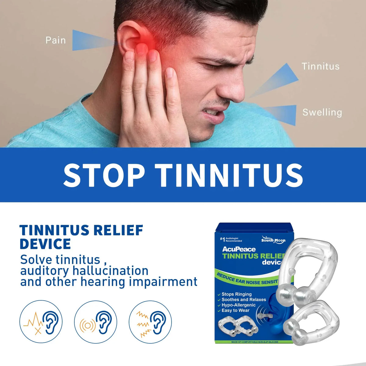 Portable Tinnitus Relief Clip: Magnetic Ear Clip for Clearing Earwax & Alleviating Discomfort - Hearing Aid Alternative