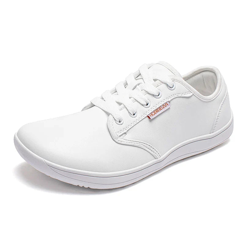 HOBIBEAR Wide-Toe Family Sneakers — Barefoot Minimalist Lace-Up Casual Walking Shoes with Hook & Loop Faux Leather