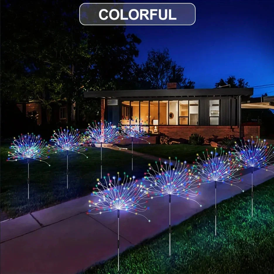 8-Mode Solar Outdoor LED Globe Lamp – Dandelion Fireworks Light with 90/120/150/180/200 LEDs for Garden, Lawn & Holiday Decorations
