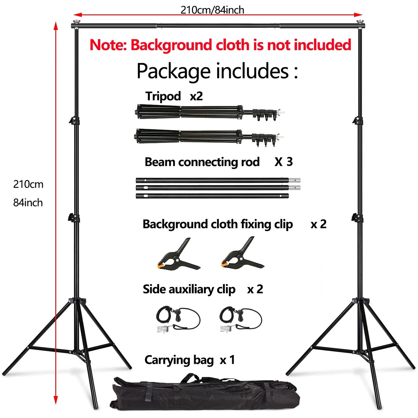 Photography Studio Backdrop Stand — Photo & Video Background Support System Kit