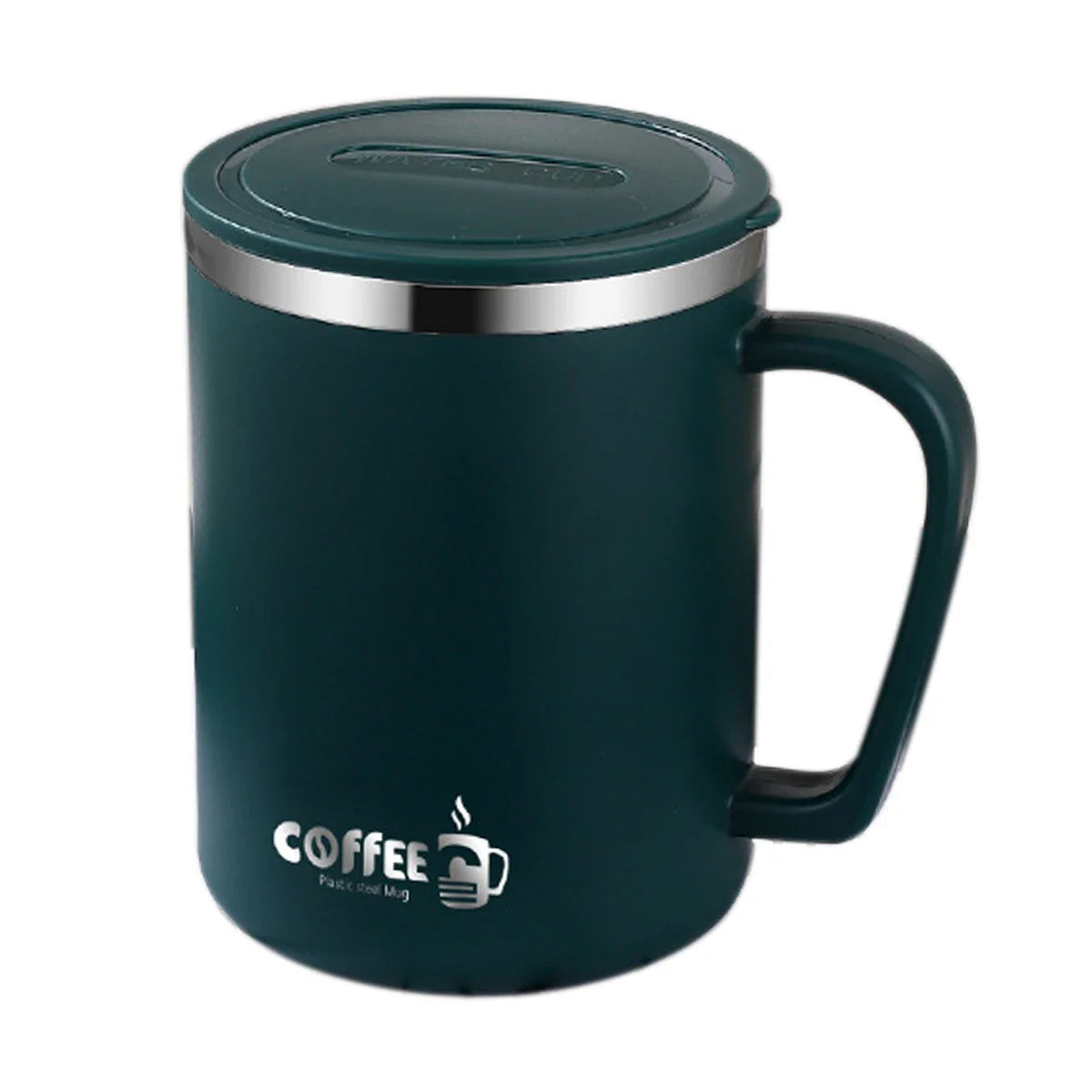 WORTHBUY 480ml Stainless Steel Insulated Coffee Mug – Double Layer Thermal Travel Cup with Lid, Handle & Leak-Proof Design
