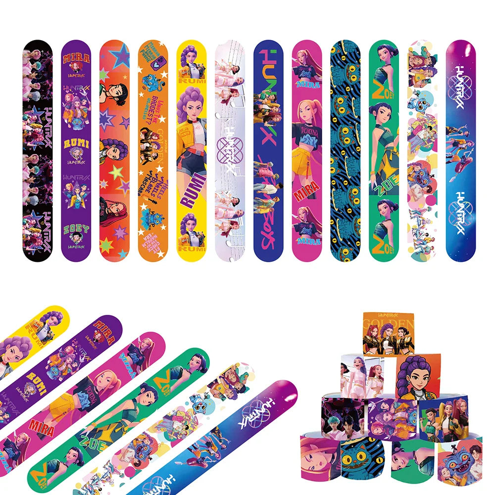 12/24/36/48PCS K-POP Demon Hunters Slap Bracelets – Birthday Party Favors, Christmas Stocking Fillers for Kids