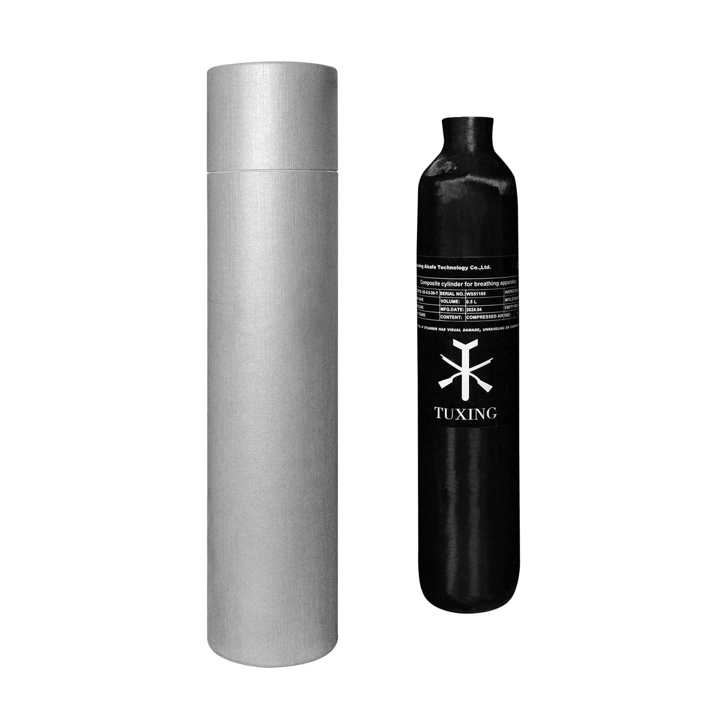 TUXING 4500PSI 300BAR 30MPA 0.5L Carbon Fiber Scuba Diving Cylinder HPA High-Pressure Tank M18*1.5