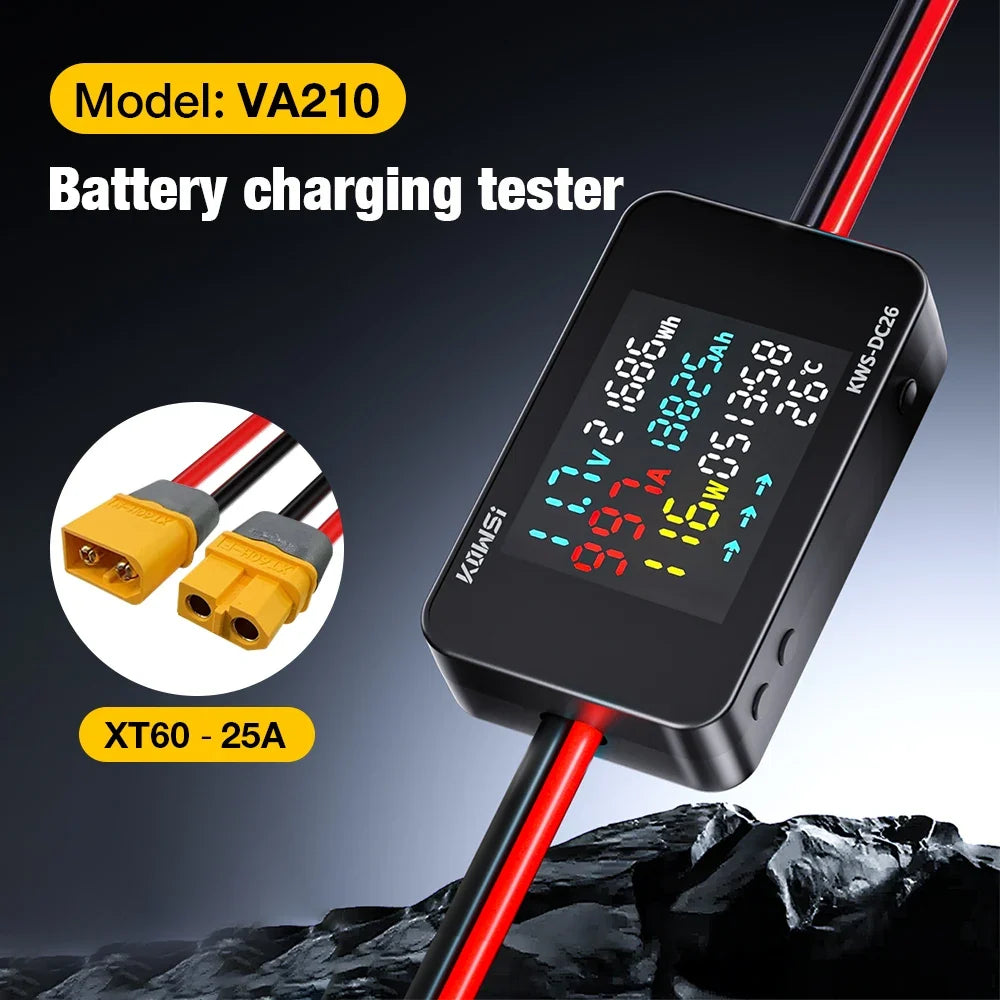 KWS-DC26 Electric Power Meter - DC8-80V LED Voltmeter Ammeter Battery Charging Tester with XT60 & XT90 Plug