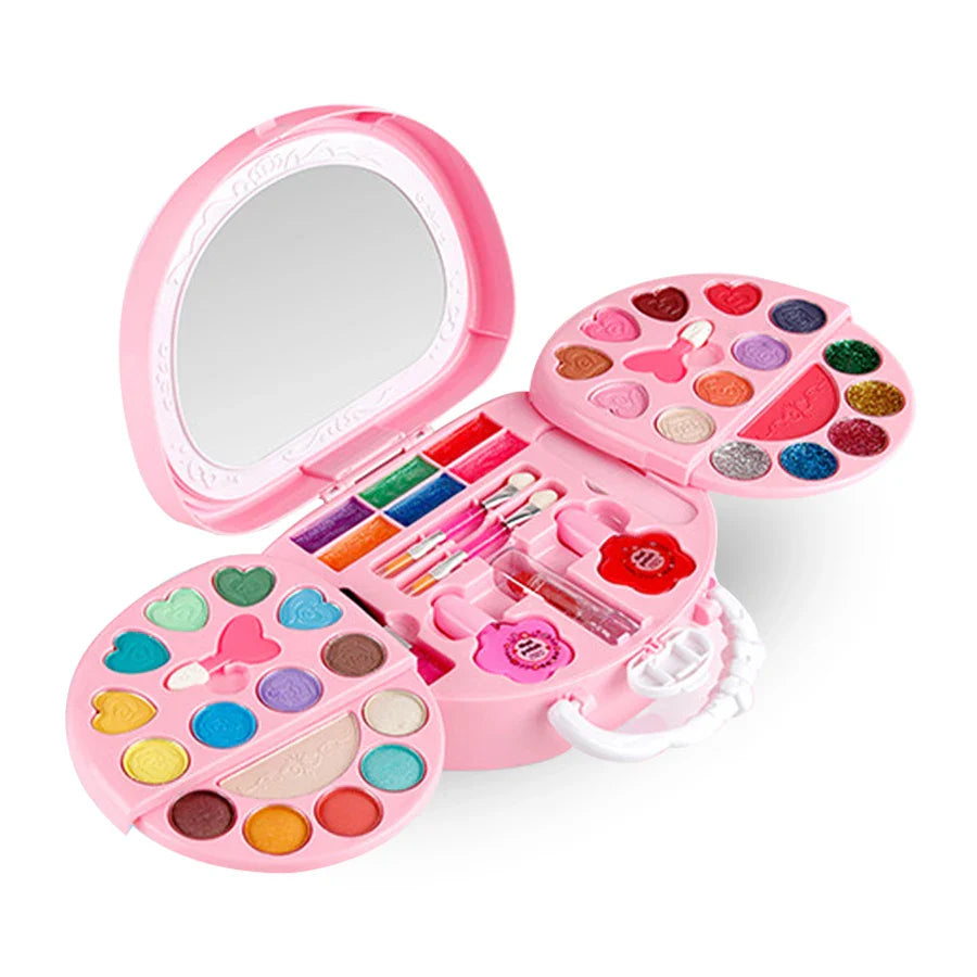 Kids Beauty Makeup Kit – Washable Pretend Play Cosmetic Set with Mirror, Non-Toxic Little Bag, Safe Birthday Gift for Girls