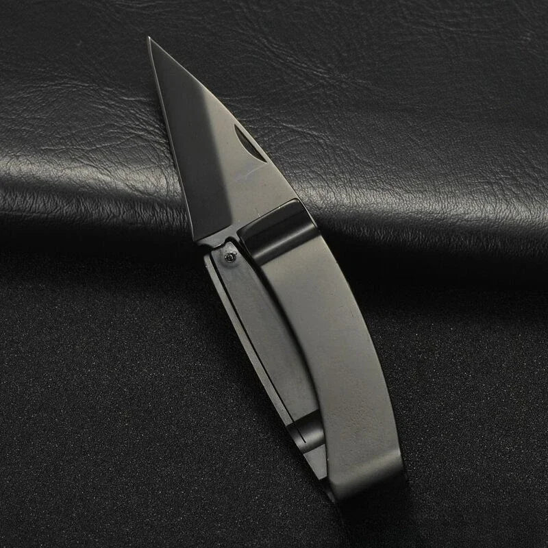 Stainless Steel Folding Knife – Sharp Blade Outdoor Camping Pocket EDC Multifunctional Tool with Wallet & Note Clip