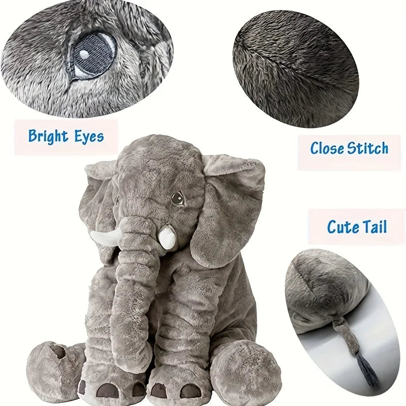 40cm Soft Elephant Plush Toy - Cute Stuffed Animal Sleeping Pillow for Kids, Room Decor & Birthday Gift