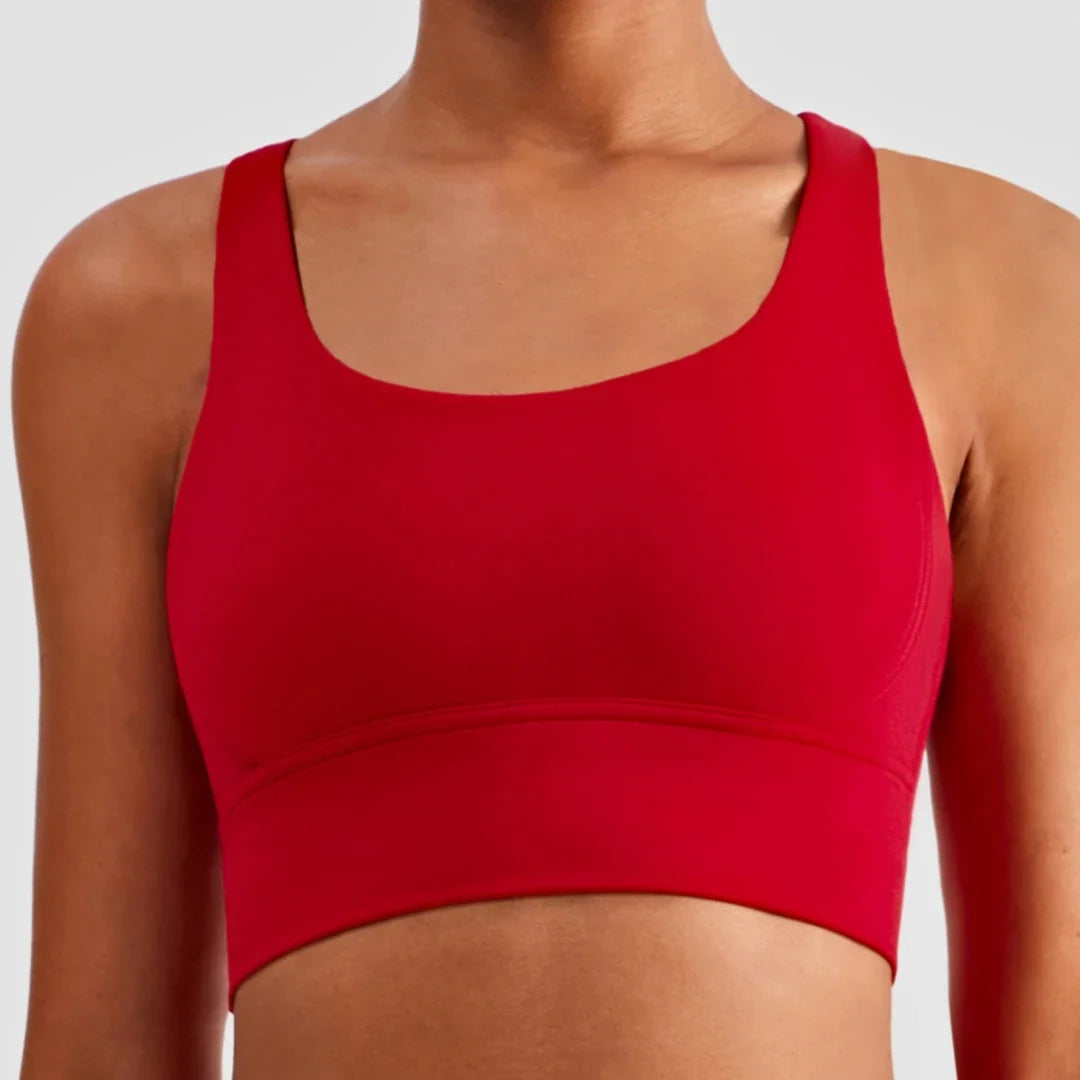 Women’s Cross Back Sports Bra - High Support Fitness Yoga Training Top with Removable Chest Pads