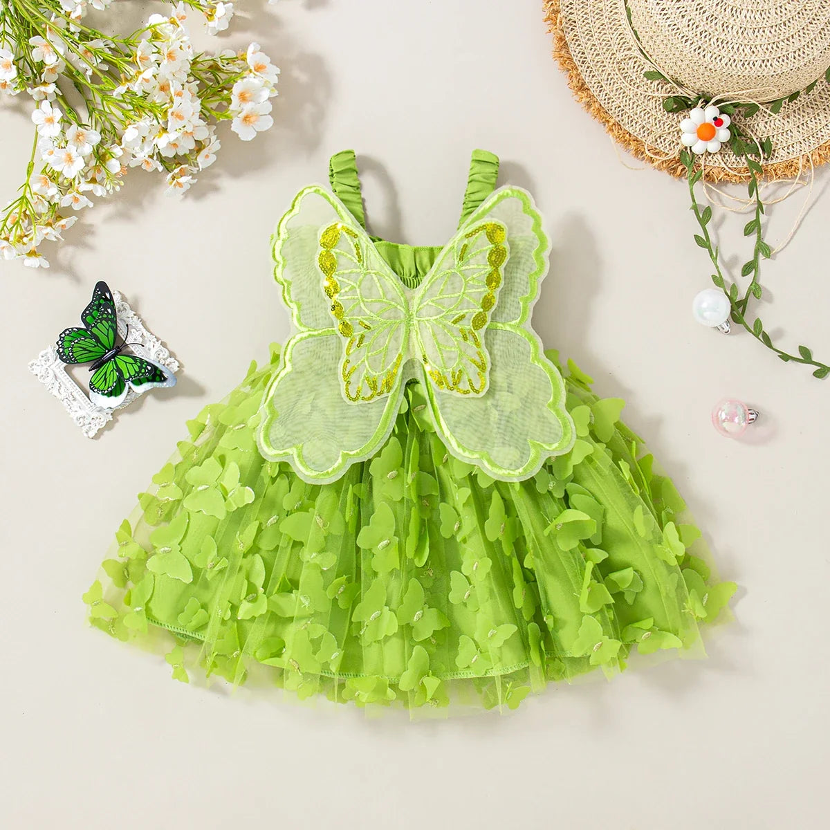 Princess Baby Girl Dress - Cute Butterfly Suspender Outfit for Ages 9 Months–3 Years
