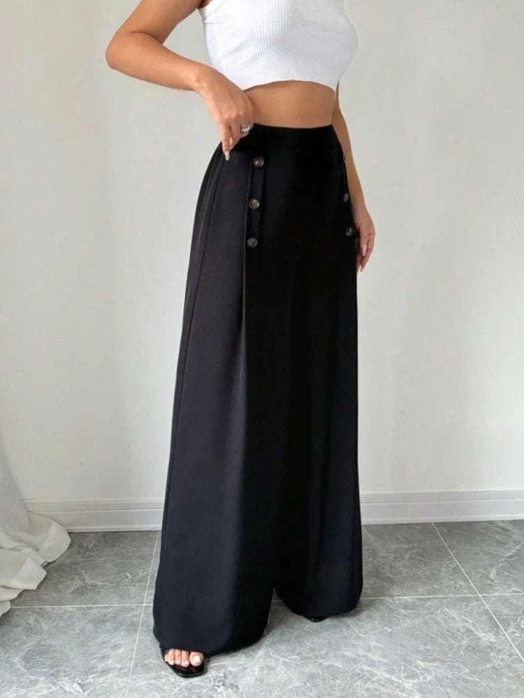 Women's High Waist Wide Leg Pants - Elegant Spring Summer Long Trousers