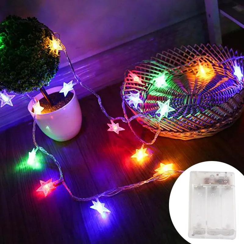 LED Star Fairy Lights - Outdoor String Garland Lights for Party, Wedding, Garden & Christmas Decor