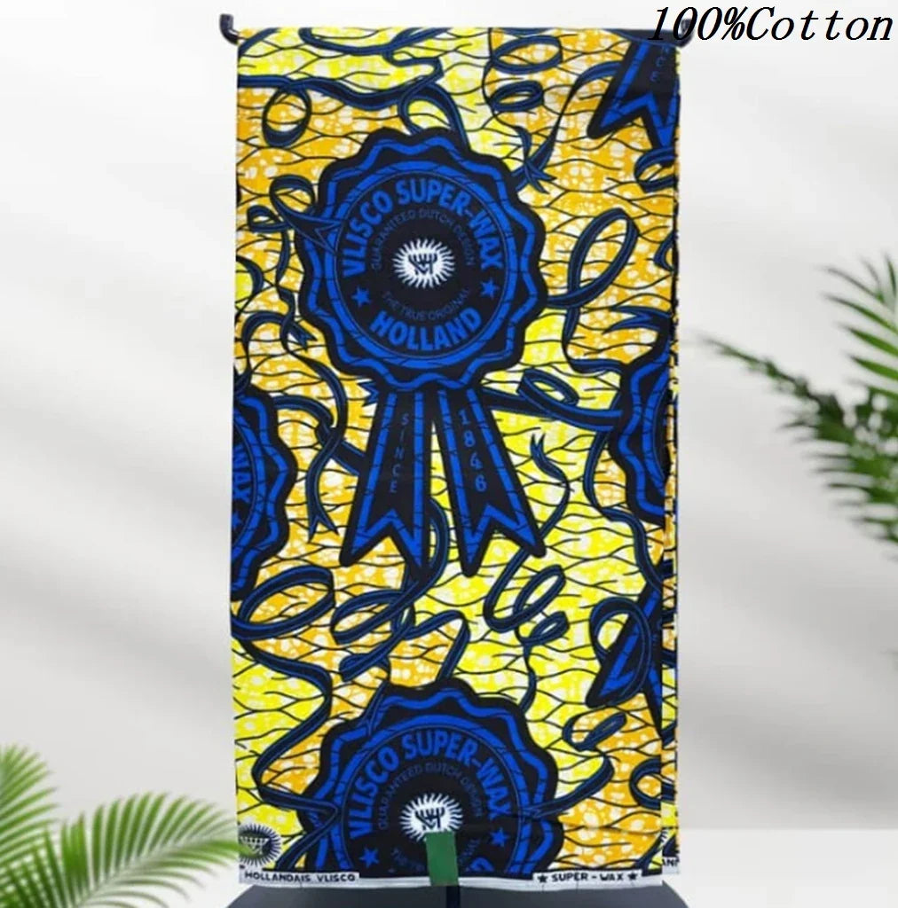 African Ankara Wax Print Fabric - 100% Cotton Batik Material for Sewing & Wholesale 6 Yards