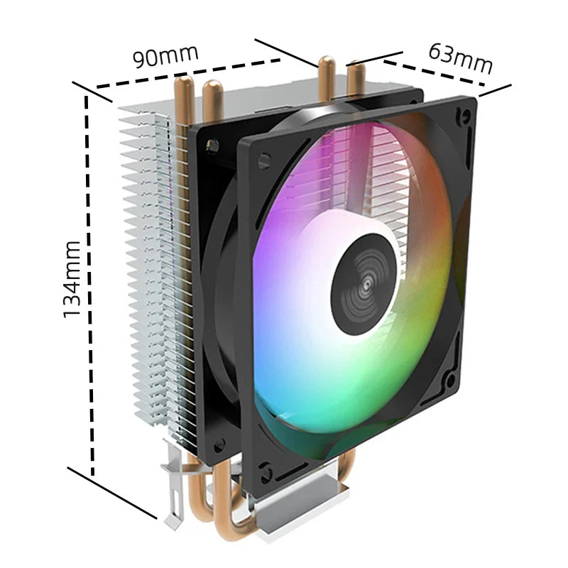 TEUCER CPU Cooler — 2-4 Heat Pipe Radiator with 3-Pin PWM Silent RGB Fan for Intel LGA 1700/1150/1155/1156/1366 & AMD AM2/AM3/AM4