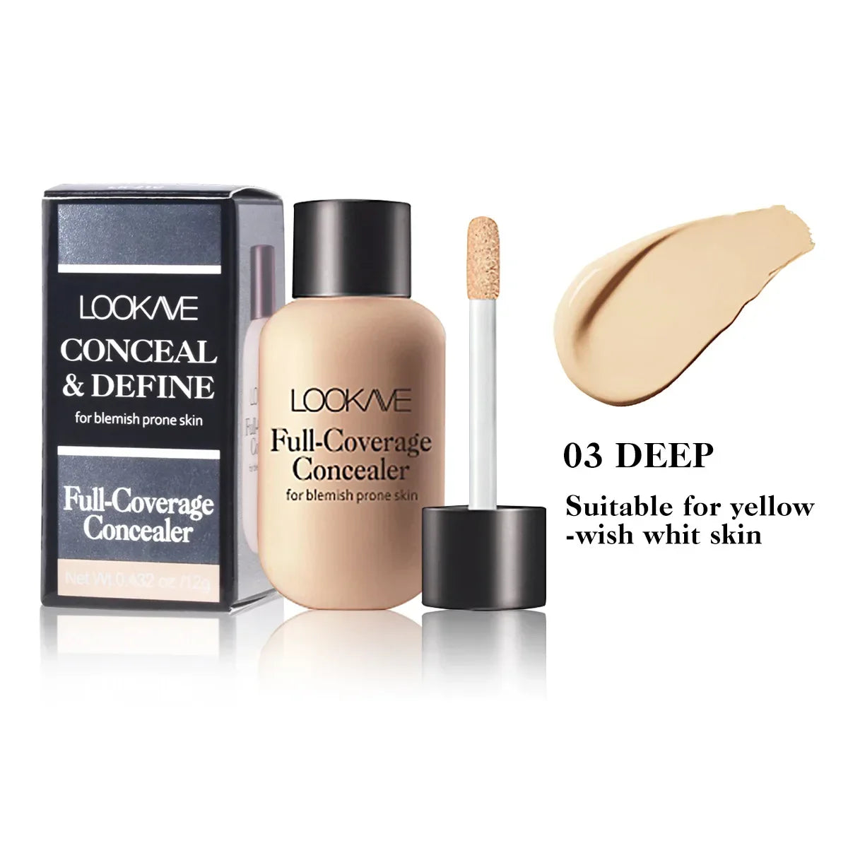 Waterproof Liquid Concealer Foundation β Full Coverage Cream for Acne, Scars, Dark Circles & Face Makeup Base