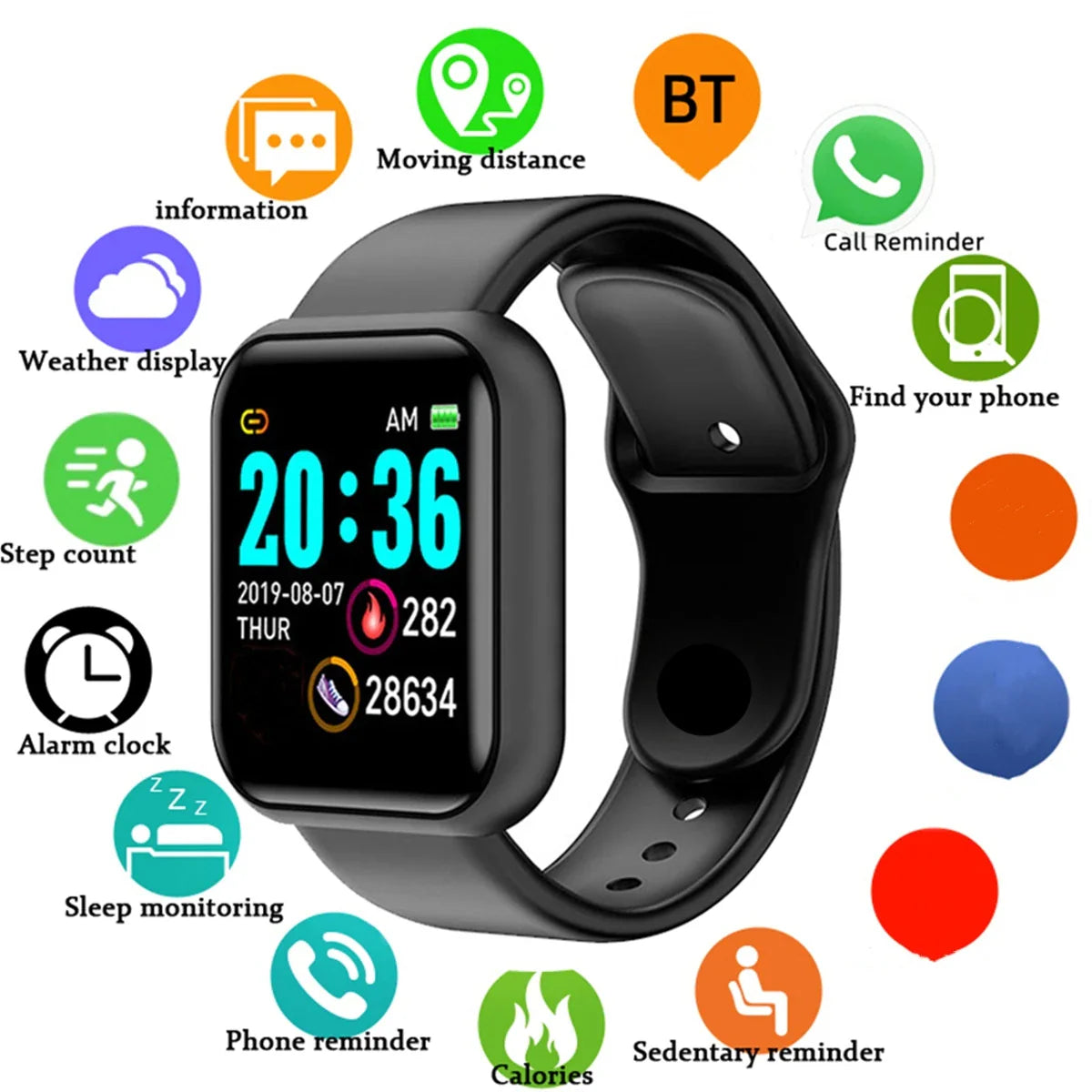 Smart Watch for Men & Women – Fitness Tracker Smartwatch with Message Notifications, Heart Rate Monitor, Electronic Wristwatch for Android & iOS, Birthday Gift Bracelet Style Watch