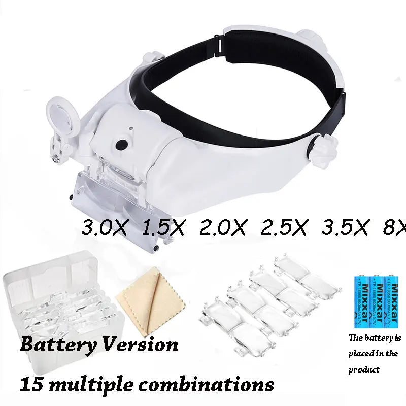 Z30 LED Headband Magnifier — Rechargeable Soldering & Repair Loupe with Interchangeable Lenses and Third Hand Support