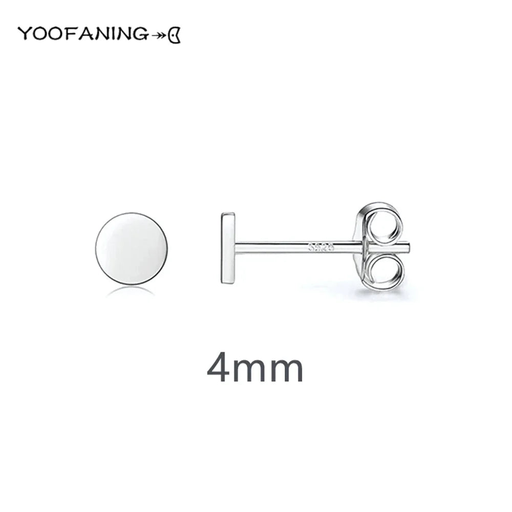 925 Sterling Silver Ear Needle Earrings – Simple Circular Gold & Silver Studs for Women Jewelry (Multiple Sizes)
