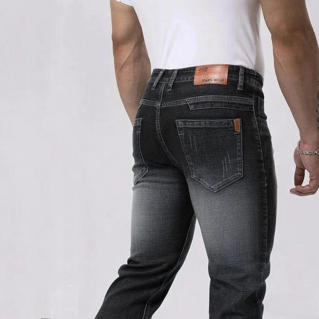 Men's Stretch Straight Leg Business Jeans – Classic Casual Denim Pants