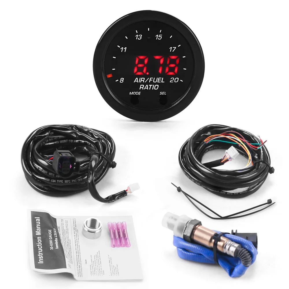 30-0300 X-Series Wideband O2 Air Fuel Ratio Gauge Kit — LSU 4.9 0258017025 Oxygen Sensor with AFR Controller Gauge