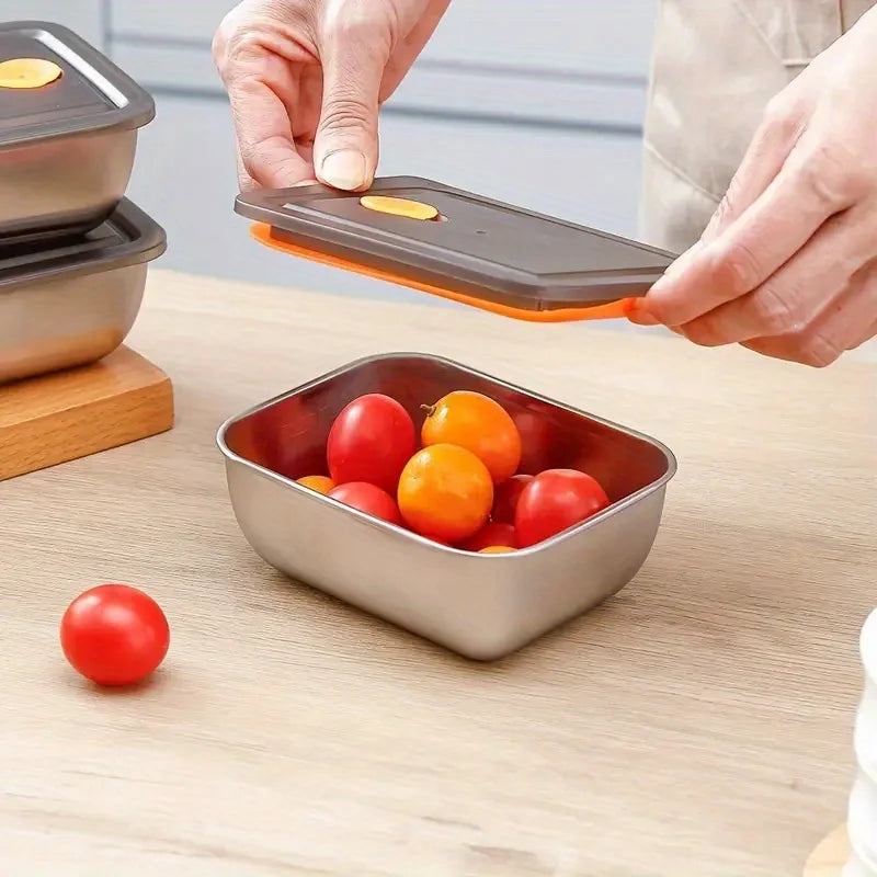 4-Piece Stainless Steel Food Storage Containers - Leakproof Stackable BPA-Free Set for Fridge, Freezer & Pantry