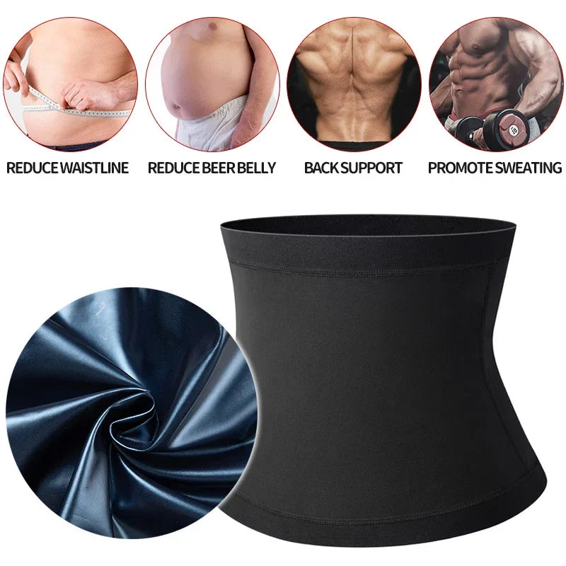 Men’s Abdomen Reducer Sauna Body Shaper — Sweat Trimmer Belt Waist Trainer Corset for Belly Slimming & Fitness