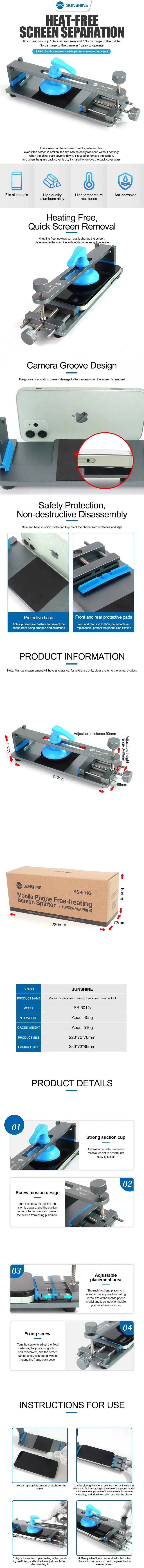 SUNSHINE SS-601G Mobile Phone Universal Screen Separator – Heating-Free LCD Screen Opening Tool for iPhone & Android Repair