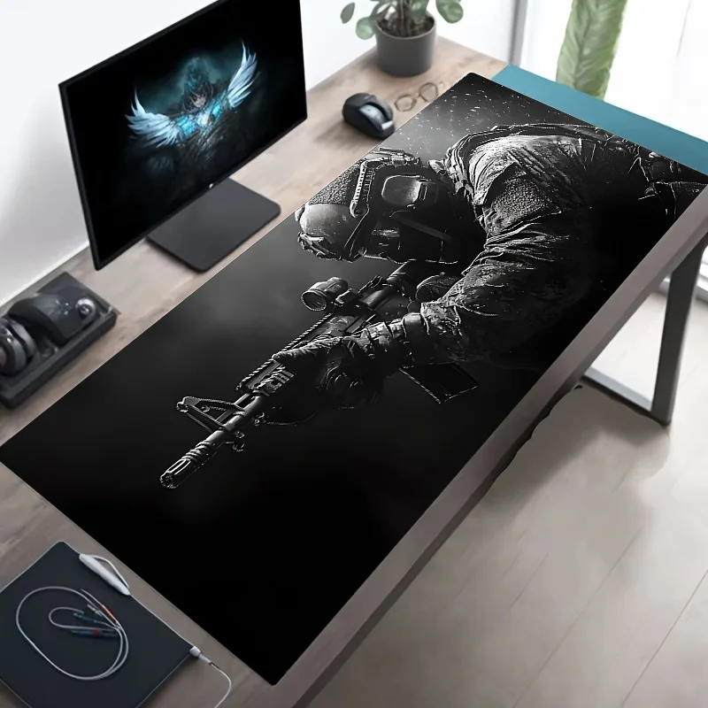 XXL Tactical Soldier Mouse Pad — Large Non-Slip Gaming Desk Pad with Stitched Edges