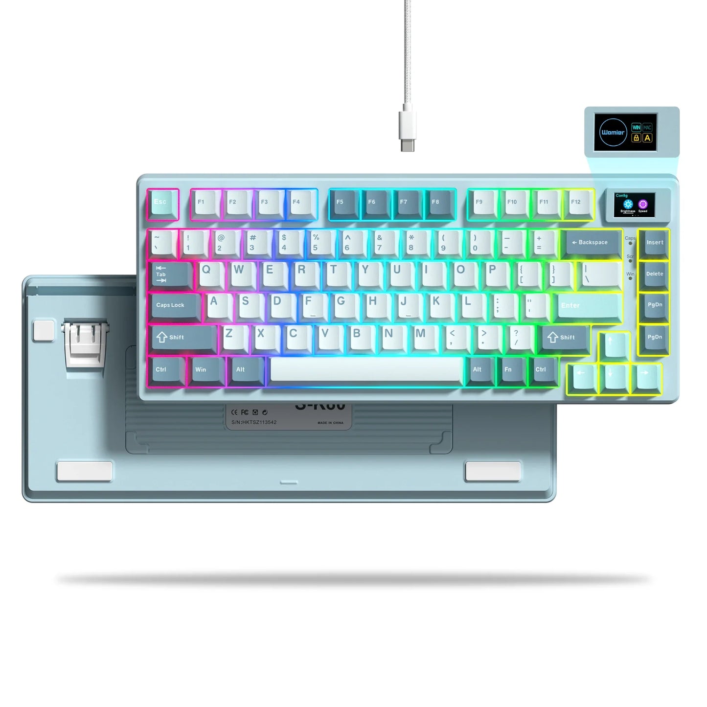 Wired Mechanical Gaming Keyboard with OLED Display – Hot-Swappable Pudding Keycaps, Full RGB Backlit for PC & Laptop