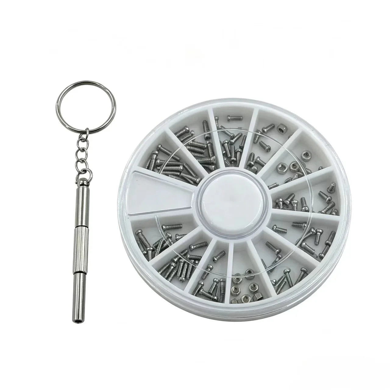 12-Size Mini Screw & Nut Assortment Kit - M1 to M1.6 Watch, Eyeglass Frame & Precision Repair Set