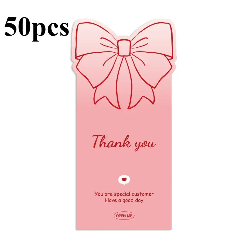 50pcs Pink Bowknot Thank You Stickers - Cute Rose Gift Box Sealing Labels for Decorative Packaging & Presents