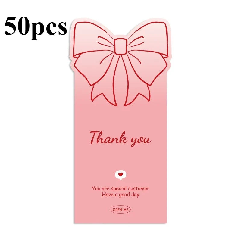 50pcs Pink Bowknot Thank You Stickers - Cute Rose Gift Box Sealing Labels for Decorative Packaging & Presents