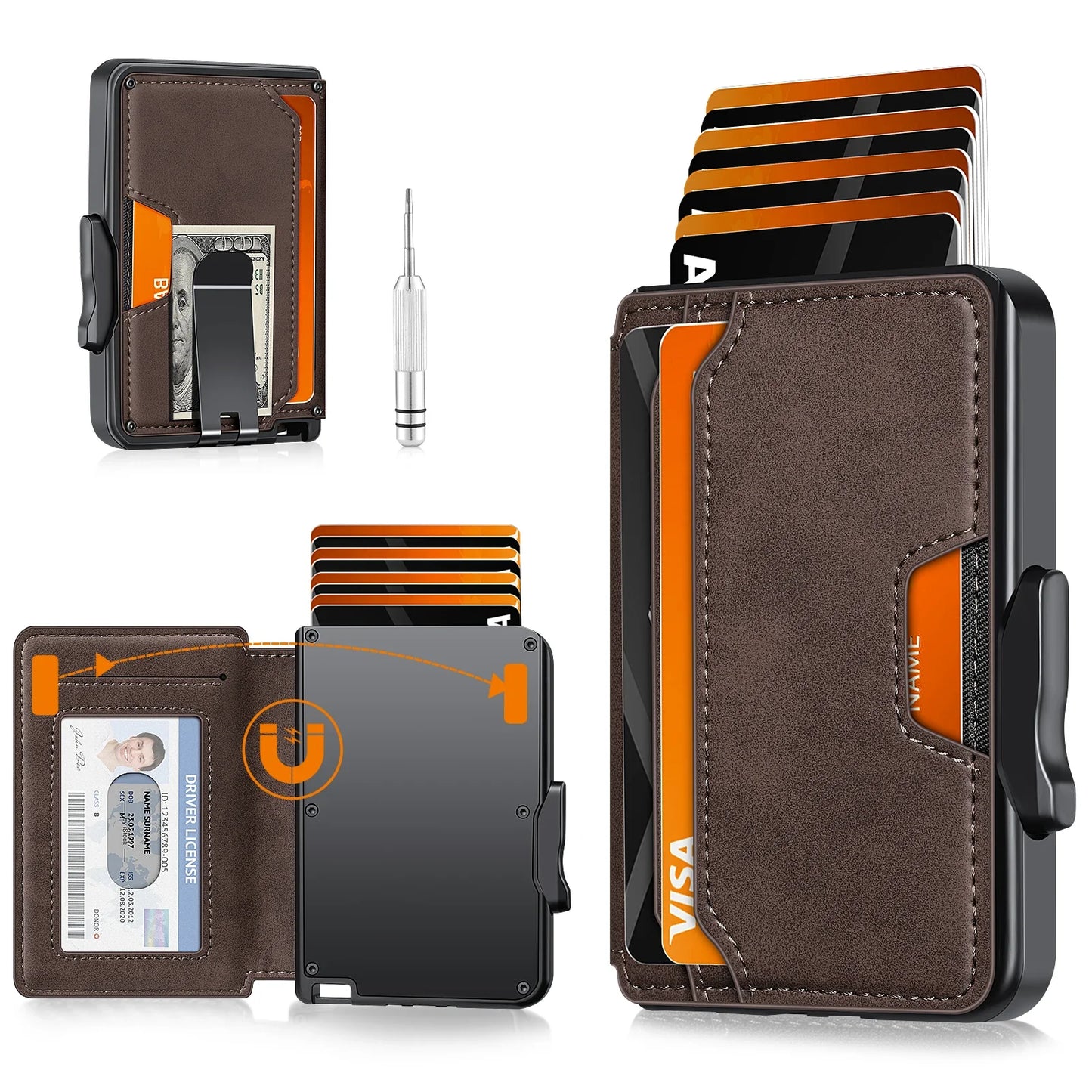 RFID Blocking Men's Slim Pop-up Wallet – Minimalist Bifold Credit Card Holder