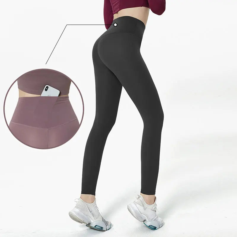 Naked Feel Butt-Lifting Yoga Leggings for Women – High Waist Sports Tights with Hidden Waist Pockets, Gym Fitness Wear