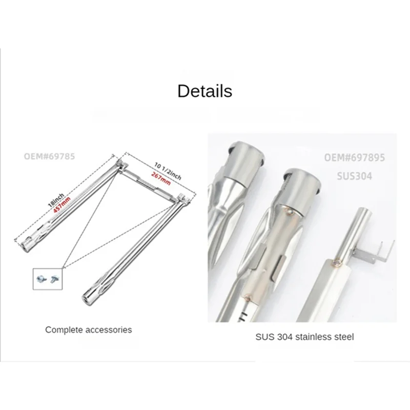 304 Stainless Steel Grill Burner Tube - Replacement Part for Spirit E-210 E-220 S-210 S-220 BBQ Grills