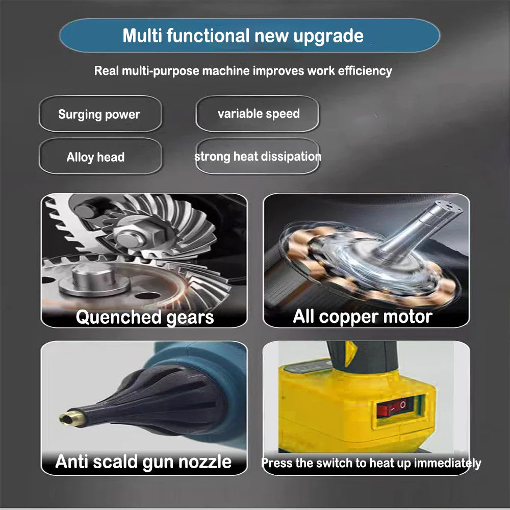 VILASTING Cordless Electric Hot Melt Glue Gun – 11mm Glue Stick Welding Gun Compatible with Dewalt 18V Battery