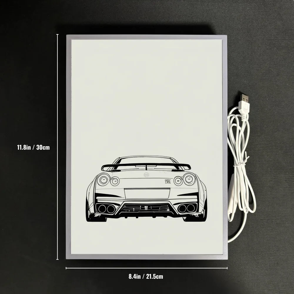 GTR Anime Racing LED Night Light – Car-Themed Bedroom Decor Lamp for Anime Fans, Ambient LED Lampara de Noche & Gift Light