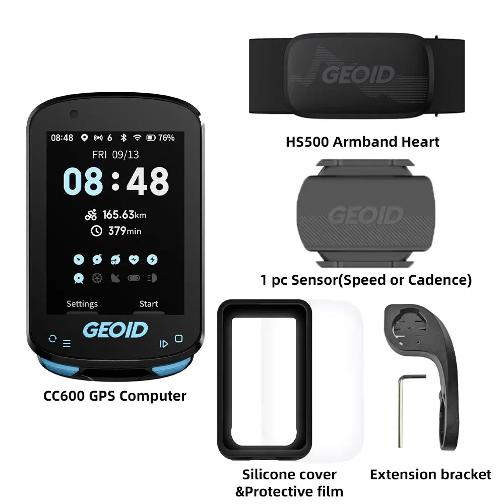 GEOID CC600 Bike Computer – Color Screen Smart GPS Speedometer with Wireless ANT+, WIFI, 11 Languages & Cycling Odometer