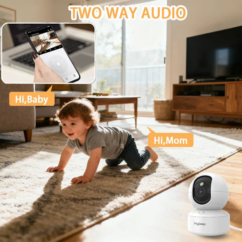 Boykeep 2K Pet & Baby Security Camera – 360° Pan/Tilt WiFi Indoor Camera with 5G/2.4GHz, Two-Way Audio & Night Vision