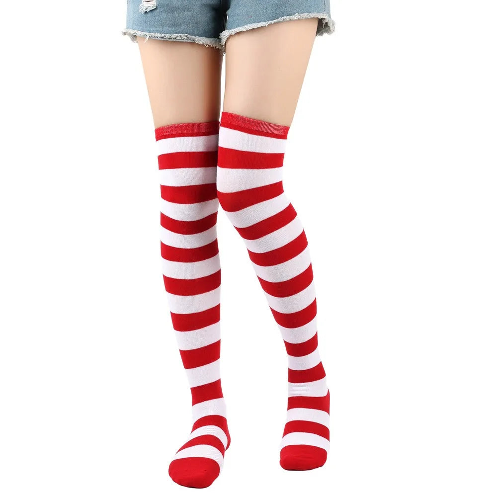 Stylish Knee-Length JK Striped Socks for Women & Girls – Multi-Color Cute Thigh-High Socks 1/2