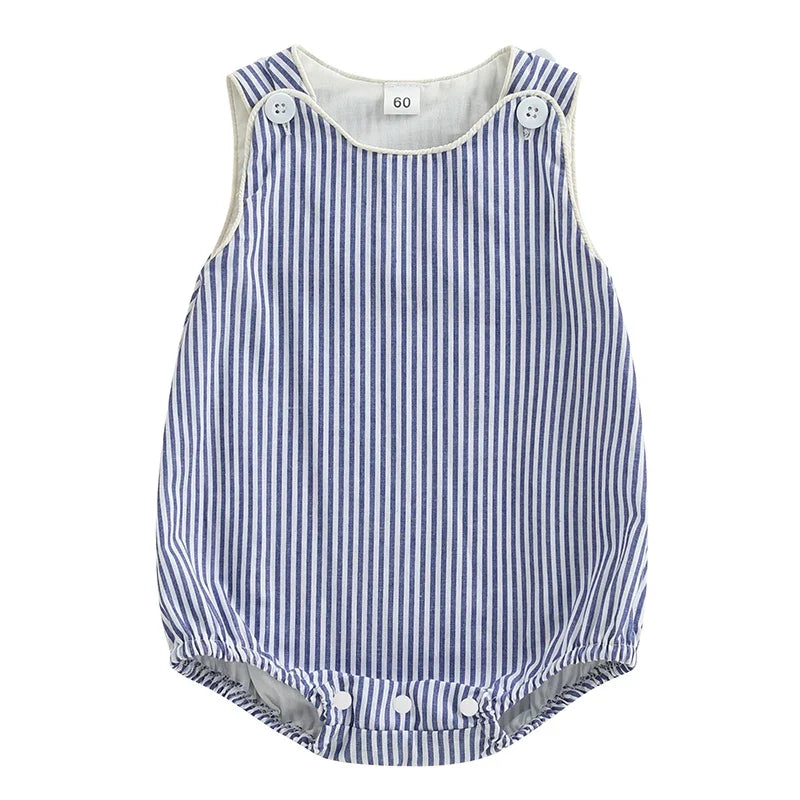 Infant Striped Sleeveless Romper - Baby Snap Closure Summer Jumpsuit